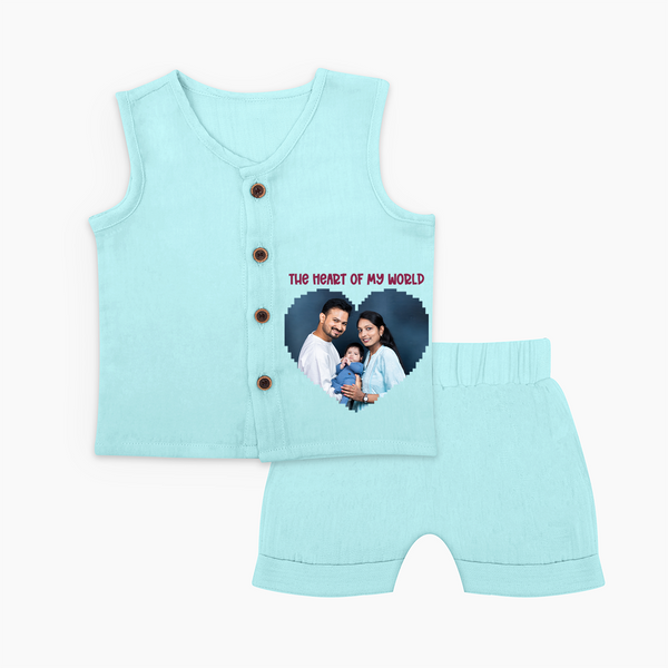 The Heart of My World Jabla Set | Custom Family Jabla Set for Loved Ones - BABY BLUE - 0 - 3 Months Old (Chest 9.8")