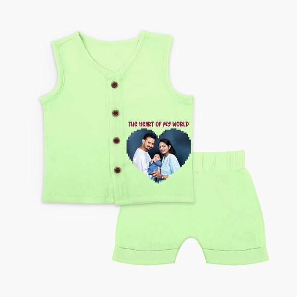 The Heart of My World Jabla Set | Custom Family Jabla Set for Loved Ones - PASTEL GREEN - 0 - 3 Months Old (Chest 9.8")