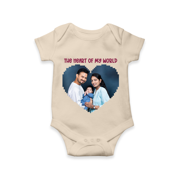 The Heart of My World Romper/Onesie | Custom Family Romper/Onesie for Loved Ones - IVORY - New Born (Chest 14")