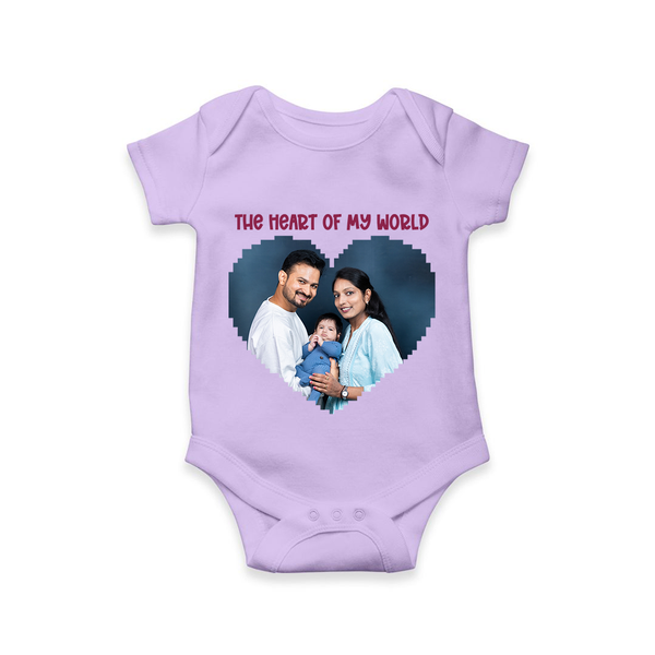 The Heart of My World Romper/Onesie | Custom Family Romper/Onesie for Loved Ones - LILAC - New Born (Chest 14")