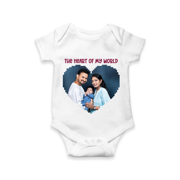 The Heart of My World Romper/Onesie | Custom Family Romper/Onesie for Loved Ones - WHITE - New Born (Chest 14")