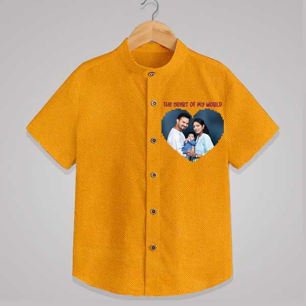 The Heart of My World Shirt | Custom Family Shirt for Loved Ones - CHROME YELLOW - 0 - 6 Months Old (Chest 23")