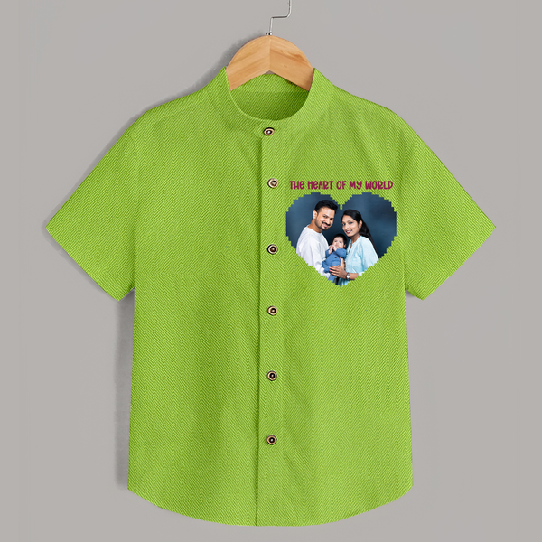 The Heart of My World Shirt | Custom Family Shirt for Loved Ones - LIME GREEN - 0 - 6 Months Old (Chest 23")