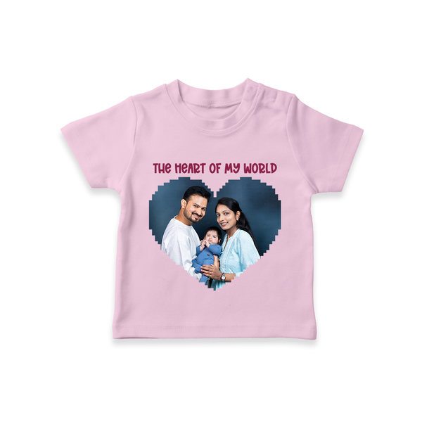 The Heart of My World T-shirt | Custom Family T-shirt for Loved Ones - BABY PINK - 0-5 Months Old (Chest 17")