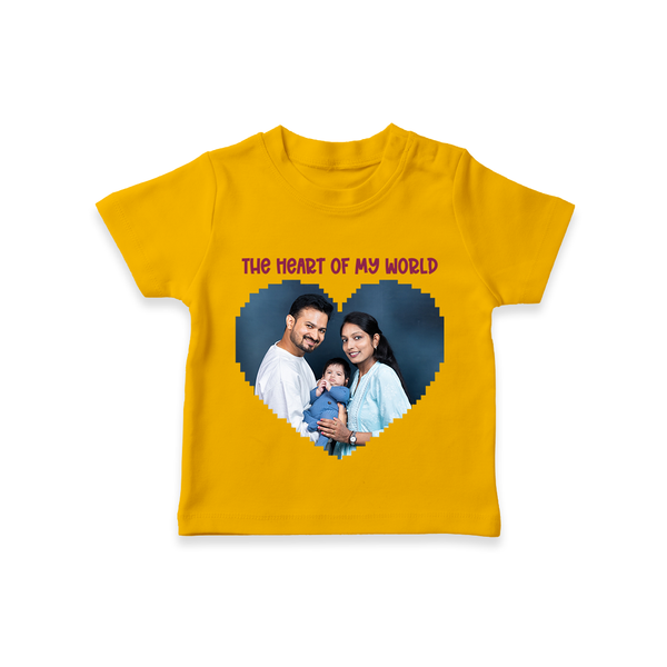 The Heart of My World T-shirt | Custom Family T-shirt for Loved Ones - CHROME YELLOW - 0-5 Months Old (Chest 17")