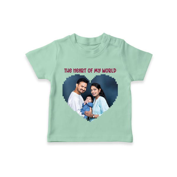 The Heart of My World T-shirt | Custom Family T-shirt for Loved Ones - MINT GREEN - 0-5 Months Old (Chest 17")