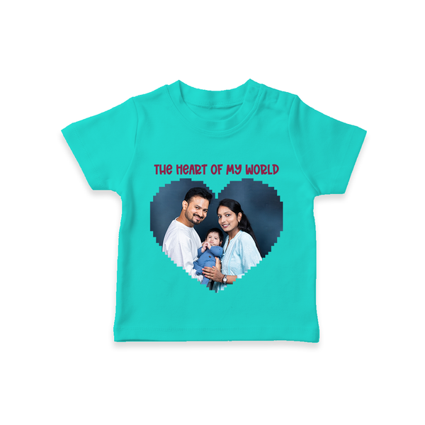 The Heart of My World T-shirt | Custom Family T-shirt for Loved Ones - TEAL - 0-5 Months Old (Chest 17")