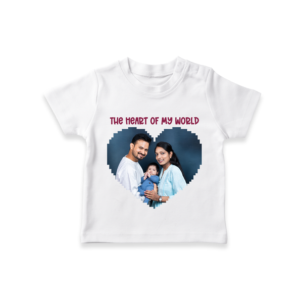 The Heart of My World T-shirt | Custom Family T-shirt for Loved Ones - WHITE - 0-5 Months Old (Chest 17")