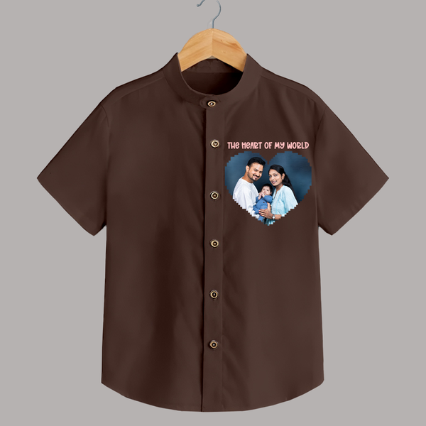 The Heart of My World Shirt | Custom Family Shirt for Loved Ones - CHOCOLATE BROWN - 0 - 6 Months Old (Chest 23")