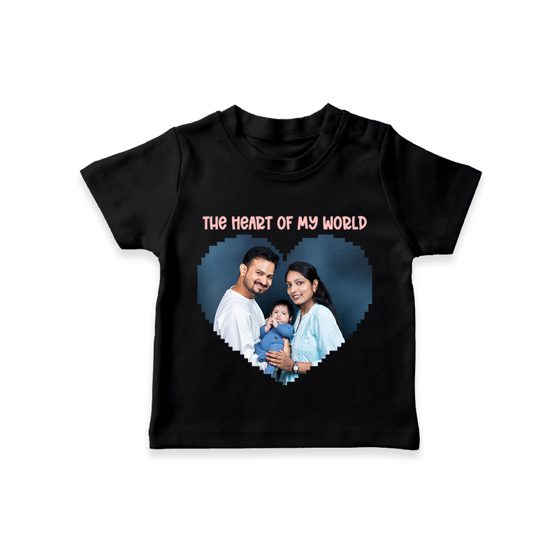 The Heart of My World T-shirt | Custom Family T-shirt for Loved Ones - BLACK - 0-5 Months Old (Chest 17")
