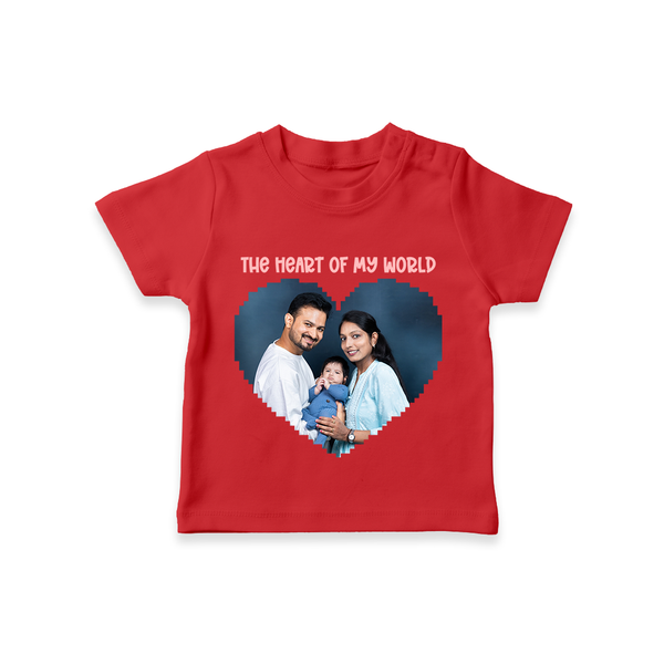 The Heart of My World T-shirt | Custom Family T-shirt for Loved Ones - RED - 0-5 Months Old (Chest 17")