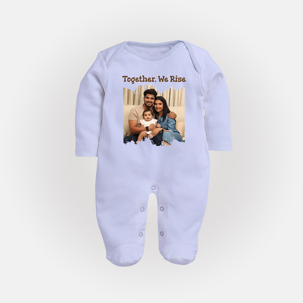 Together, We Rise Sleep suit/full sleeve body suit | Personalized Family Sleep suit/full sleeve body suit for Strength in Unity - BABY BLUE - New Born (Chest 7.5")