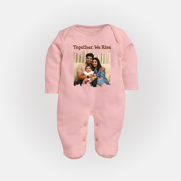 Together, We Rise Sleep suit/full sleeve body suit | Personalized Family Sleep suit/full sleeve body suit for Strength in Unity - BABY PINK - New Born (Chest 7.5")