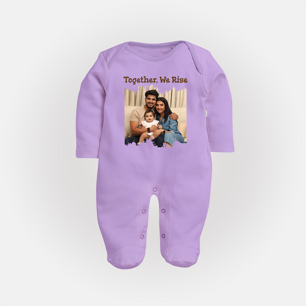 Together, We Rise Sleep suit/full sleeve body suit | Personalized Family Sleep suit/full sleeve body suit for Strength in Unity - LILAC - New Born (Chest 7.5")