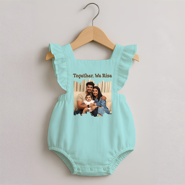 Together, We Rise Romper Frock | Personalized Family Romper Frock for Strength in Unity - MINT GREEN - 0 - 3 Months Old (Chest 19")