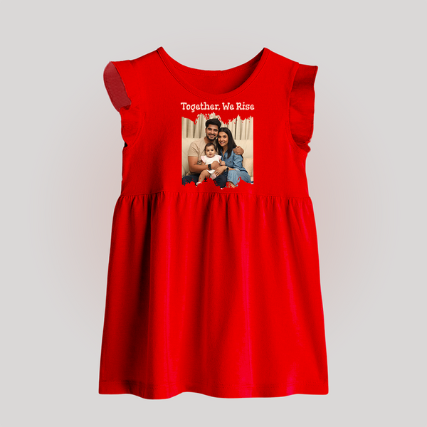 Together, We Rise Baby Frock | Personalized Family Baby Frock for Strength in Unity - RED - 0 - 3 Months Old (Chest 17")