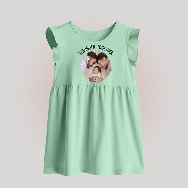 Stronger Together Baby Frock | Custom Family Baby Frock Celebrating Family Bonds - MINT GREEN - 0 - 3 Months Old (Chest 17")