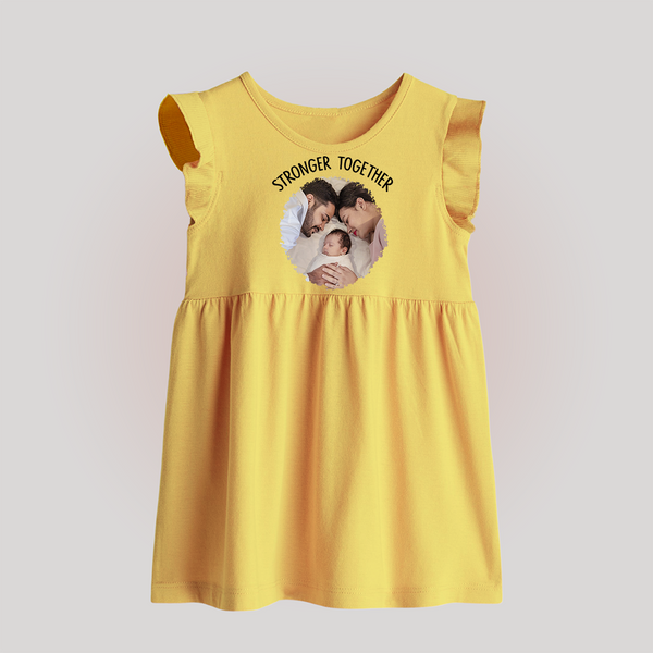 Stronger Together Baby Frock | Custom Family Baby Frock Celebrating Family Bonds - PASTEL YELLOW - 0 - 3 Months Old (Chest 17")