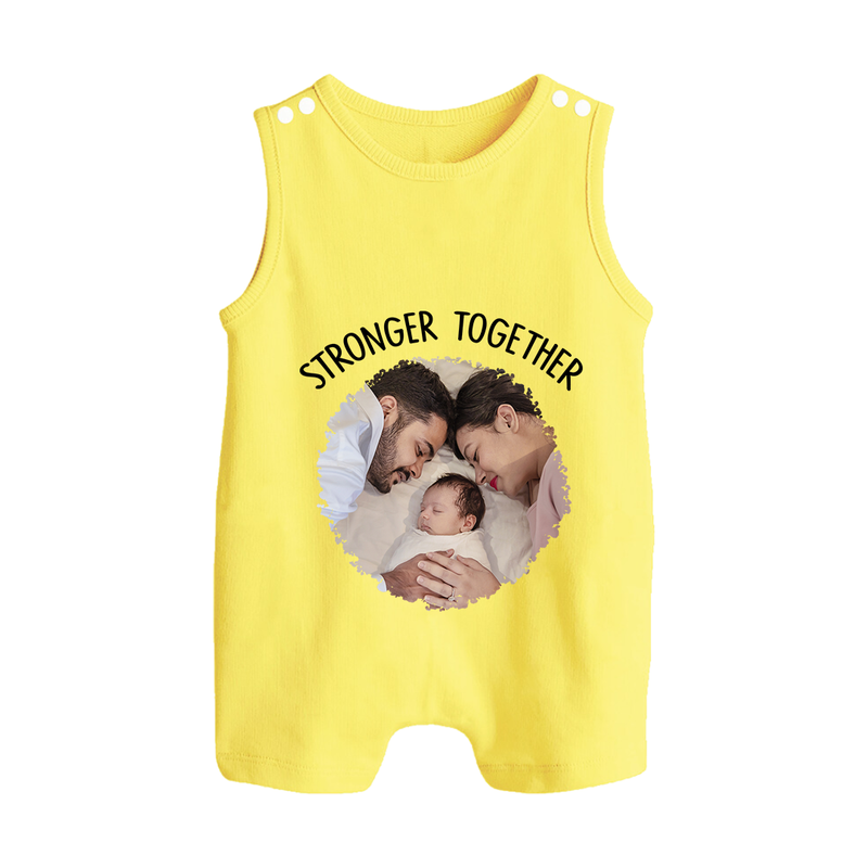 Stronger Together Romper suit/Sleeveless Romper | Custom Family Romper suit/Sleeveless Romper Celebrating Family Bonds - PASTEL YELLOW - 0 - 5 Months Old (Chest 18")