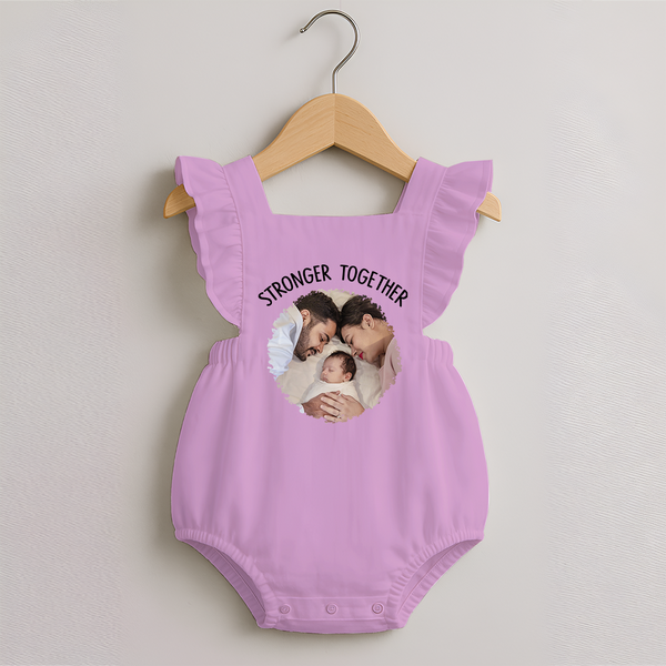 Stronger Together Romper Frock | Custom Family Romper Frock Celebrating Family Bonds - BABY PINK - 0 - 3 Months Old (Chest 19")