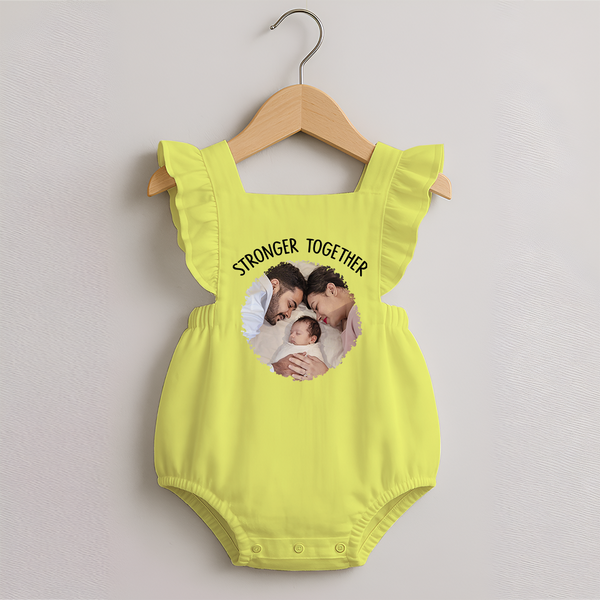 Stronger Together Romper Frock | Custom Family Romper Frock Celebrating Family Bonds - PASTEL YELLOW - 0 - 3 Months Old (Chest 19")