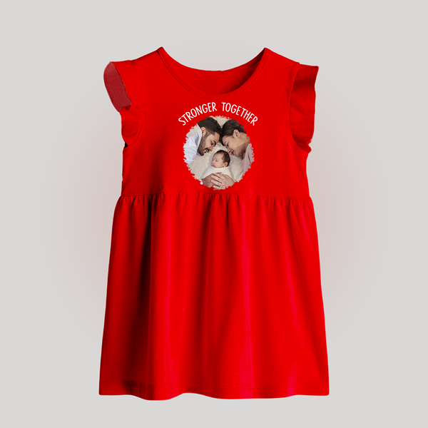 Stronger Together Baby Frock | Custom Family Baby Frock Celebrating Family Bonds - RED - 0 - 3 Months Old (Chest 17")