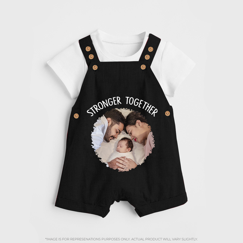 Stronger Together Dungaree Set | Custom Family Dungaree Set Celebrating Family Bonds - BLACK - 0 - 5 Months Old (Chest 18")