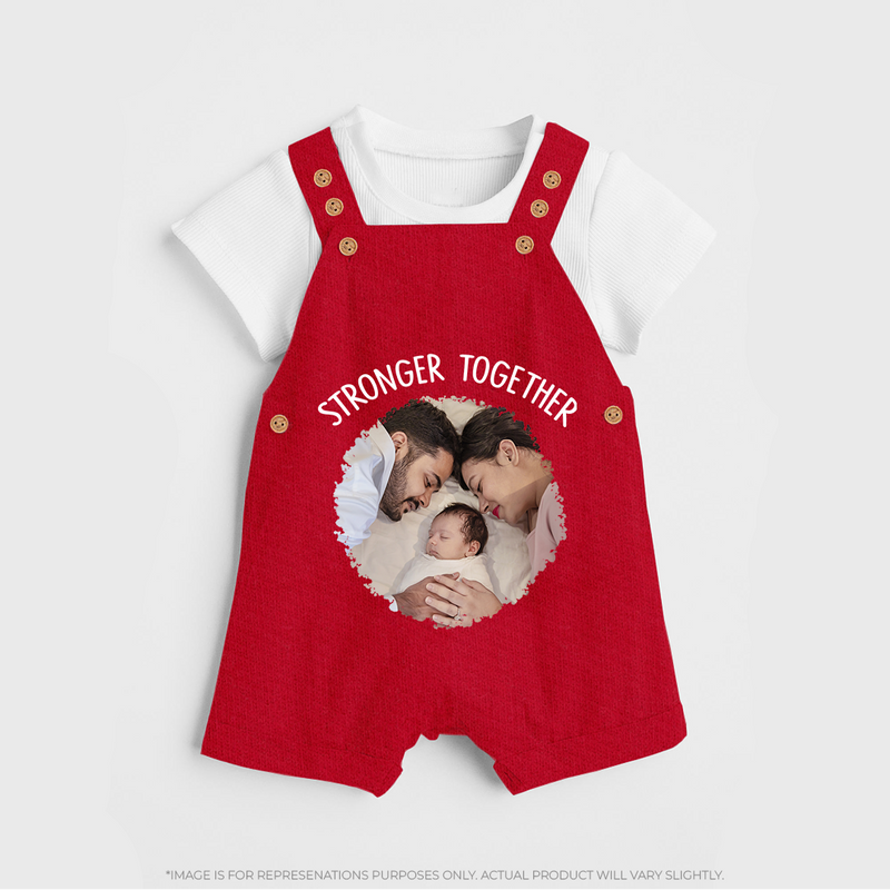 Stronger Together Dungaree Set | Custom Family Dungaree Set Celebrating Family Bonds - RED - 0 - 5 Months Old (Chest 18")