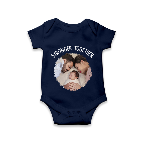 Stronger Together Romper/Onesie | Custom Family Romper/Onesie Celebrating Family Bonds - NAVY BLUE - New Born (Chest 14")