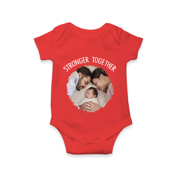 Stronger Together Romper/Onesie | Custom Family Romper/Onesie Celebrating Family Bonds - RED - New Born (Chest 14")
