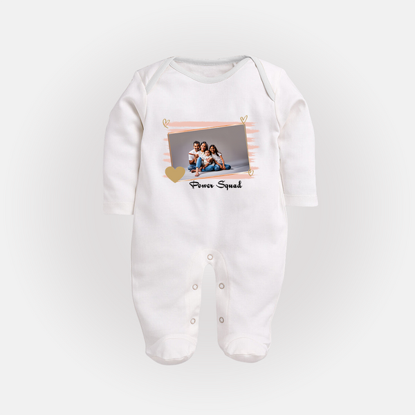 Power Squad Sleep suit/full sleeve body suit | Personalized Family Sleep suit/full sleeve body suit for the Whole Crew - WHITE - New Born (Chest 7.5")