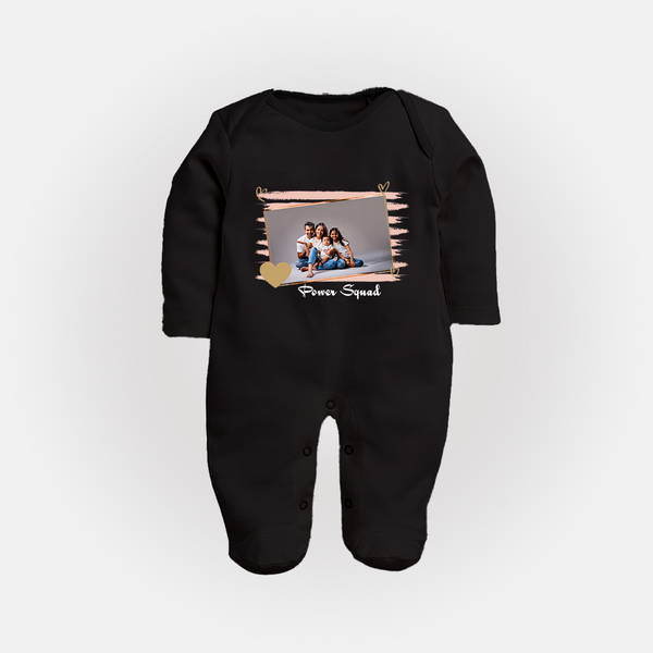 Power Squad Sleep suit/full sleeve body suit | Personalized Family Sleep suit/full sleeve body suit for the Whole Crew - BLACK - New Born (Chest 7.5")