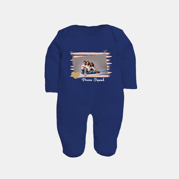Power Squad Sleep suit/full sleeve body suit | Personalized Family Sleep suit/full sleeve body suit for the Whole Crew - NAVY BLUE - New Born (Chest 7.5")