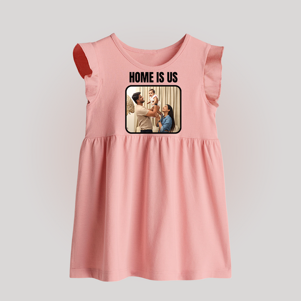 Home is Us Baby Frock | Custom Family Baby Frock for Family Pride - BABY PINK - 0 - 3 Months Old (Chest 17")