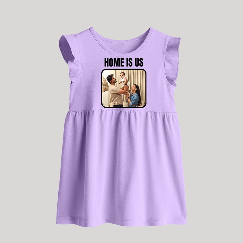 Home is Us Baby Frock | Custom Family Baby Frock for Family Pride - LILAC - 0 - 3 Months Old (Chest 17")