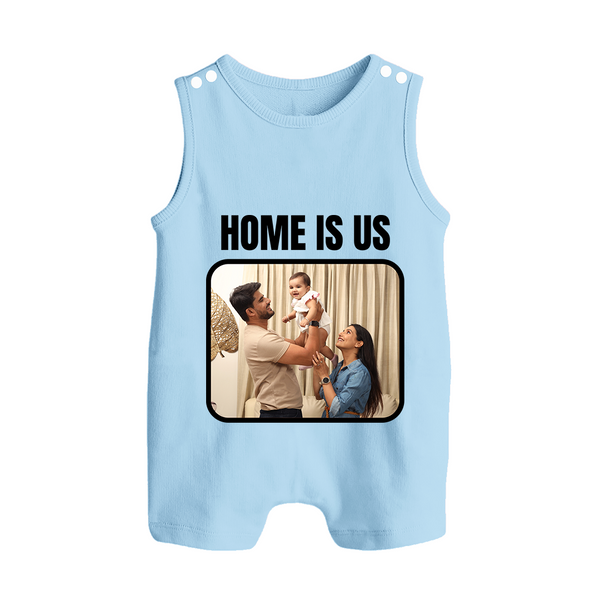 Home is Us Romper suit/Sleeveless Romper | Custom Family Romper suit/Sleeveless Romper for Family Pride - BABY BLUE - 0 - 5 Months Old (Chest 18")