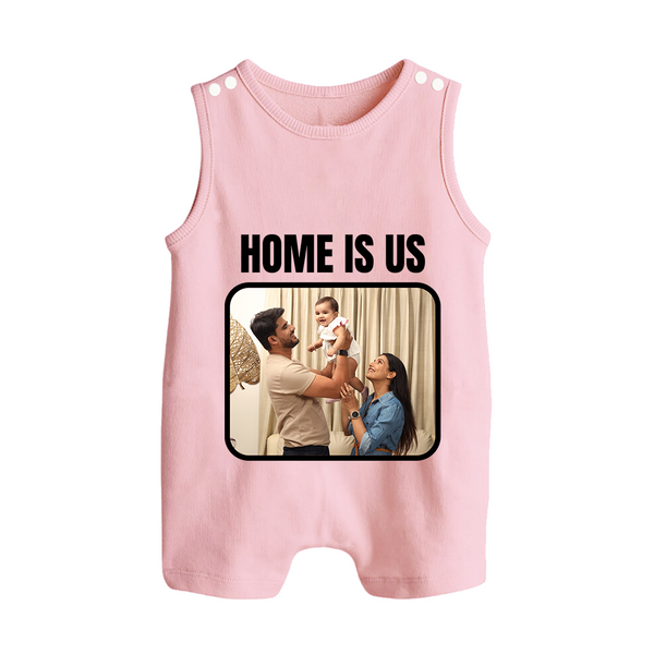 Home is Us Romper suit/Sleeveless Romper | Custom Family Romper suit/Sleeveless Romper for Family Pride - BABY PINK - 0 - 5 Months Old (Chest 18")