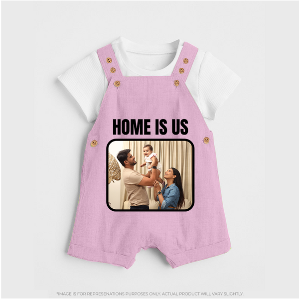 Home is Us Dungaree Set | Custom Family Dungaree Set for Family Pride - BABY PINK - 0 - 5 Months Old (Chest 18")