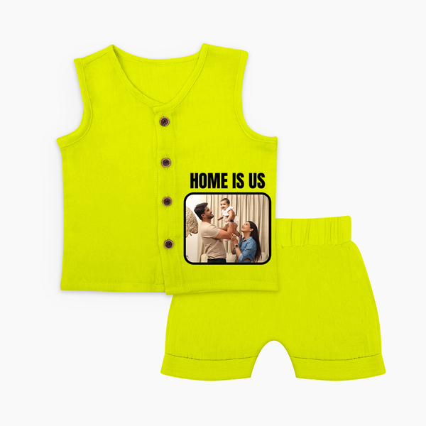 Home is Us Jabla Set | Custom Family Jabla Set for Family Pride - LIME GREEN - 0 - 3 Months Old (Chest 9.8")