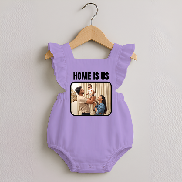 Home is Us Romper Frock | Custom Family Romper Frock for Family Pride - LILAC - 0 - 3 Months Old (Chest 19")