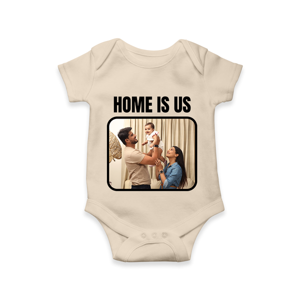 Home is Us Romper/Onesie | Custom Family Romper/Onesie for Family Pride - IVORY - New Born (Chest 14")