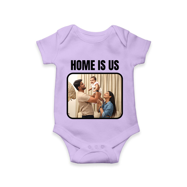 Home is Us Romper/Onesie | Custom Family Romper/Onesie for Family Pride - LILAC - New Born (Chest 14")