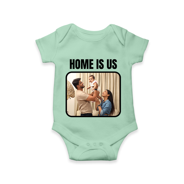 Home is Us Romper/Onesie | Custom Family Romper/Onesie for Family Pride - MINT GREEN - New Born (Chest 14")
