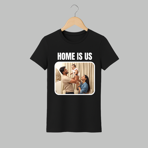 Home is Us Adult Tshirt | Custom Family Adult Tshirt for Family Pride - BLACK - S (Chest 19")