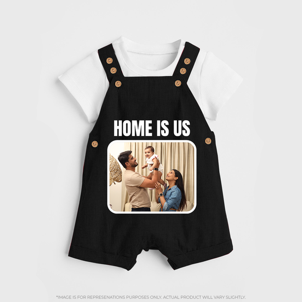 Home is Us Dungaree Set | Custom Family Dungaree Set for Family Pride - BLACK - 0 - 5 Months Old (Chest 18")