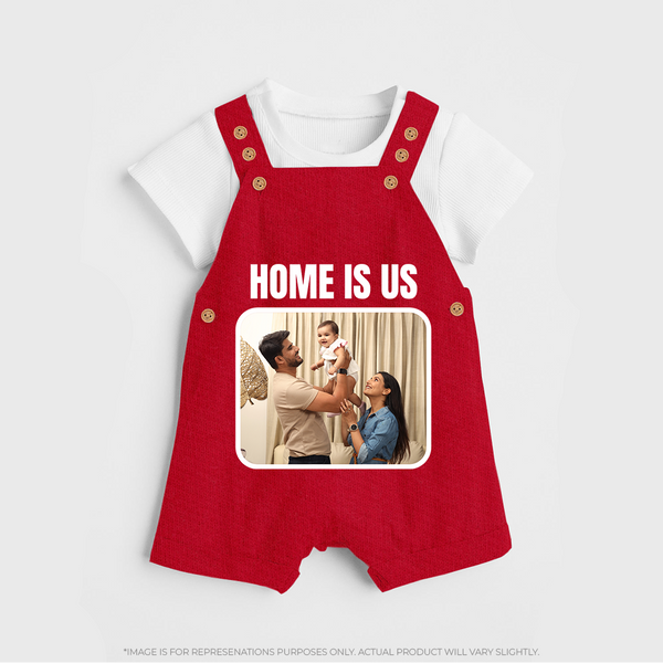 Home is Us Dungaree Set | Custom Family Dungaree Set for Family Pride - RED - 0 - 5 Months Old (Chest 18")