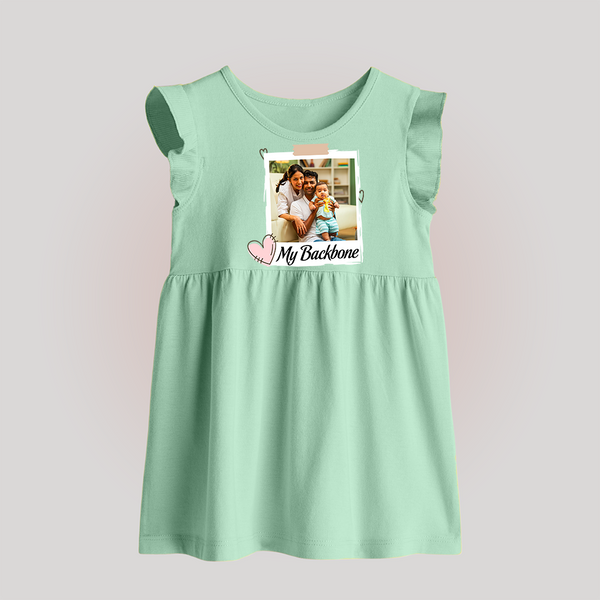 My Backbone Baby Frock | Personalized Family Baby Frock Honoring Loved Ones - MINT GREEN - 0 - 3 Months Old (Chest 17")