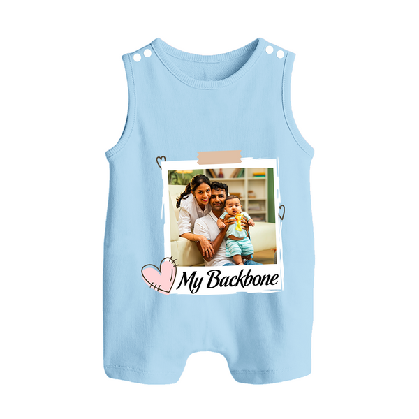 My Backbone Romper suit/Sleeveless Romper | Personalized Family Romper suit/Sleeveless Romper Honoring Loved Ones - BABY BLUE - 0 - 5 Months Old (Chest 18")
