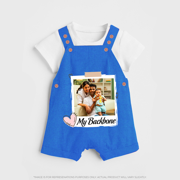 My Backbone Dungaree Set | Personalized Family Dungaree Set Honoring Loved Ones - COBALT BLUE - 0 - 5 Months Old (Chest 18")