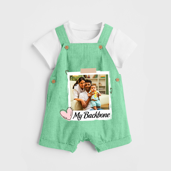 My Backbone Dungaree Set | Personalized Family Dungaree Set Honoring Loved Ones - GREEN - 0 - 5 Months Old (Chest 18")